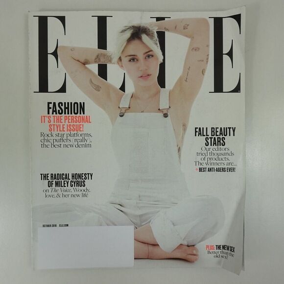 Elle Magazine October 2016 Miley Cyrus The Personal Style Issue - Picture 1 of 7